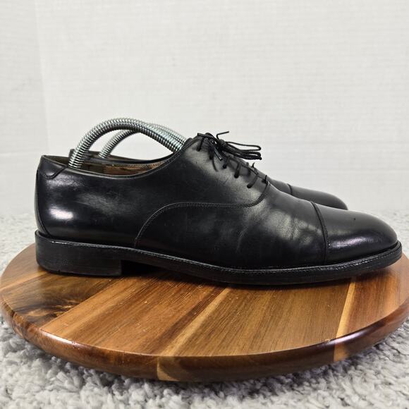 Salvatore Ferragamo Mens 9D Black Leather Office Daily Cap Toe Oxford Dress Shoe main image 16